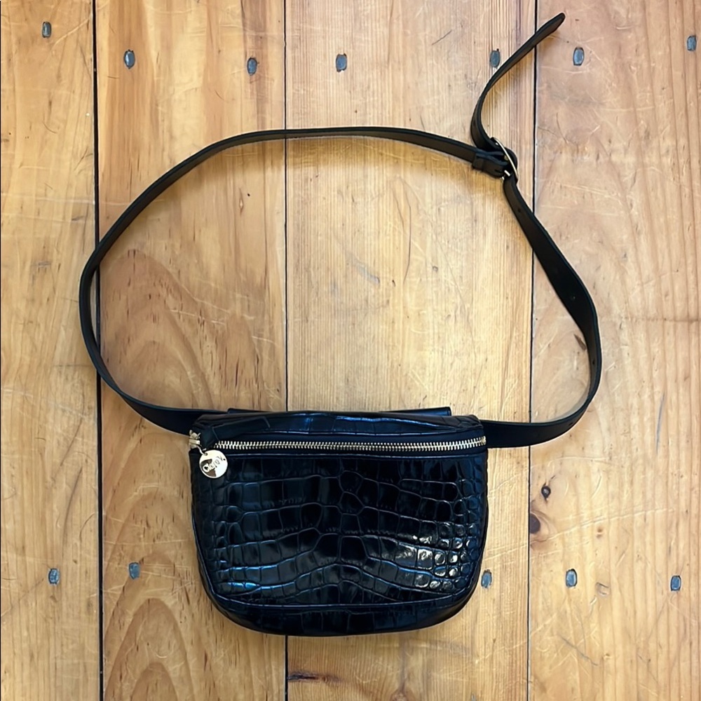 Clare V Black Croc Fanny Pack